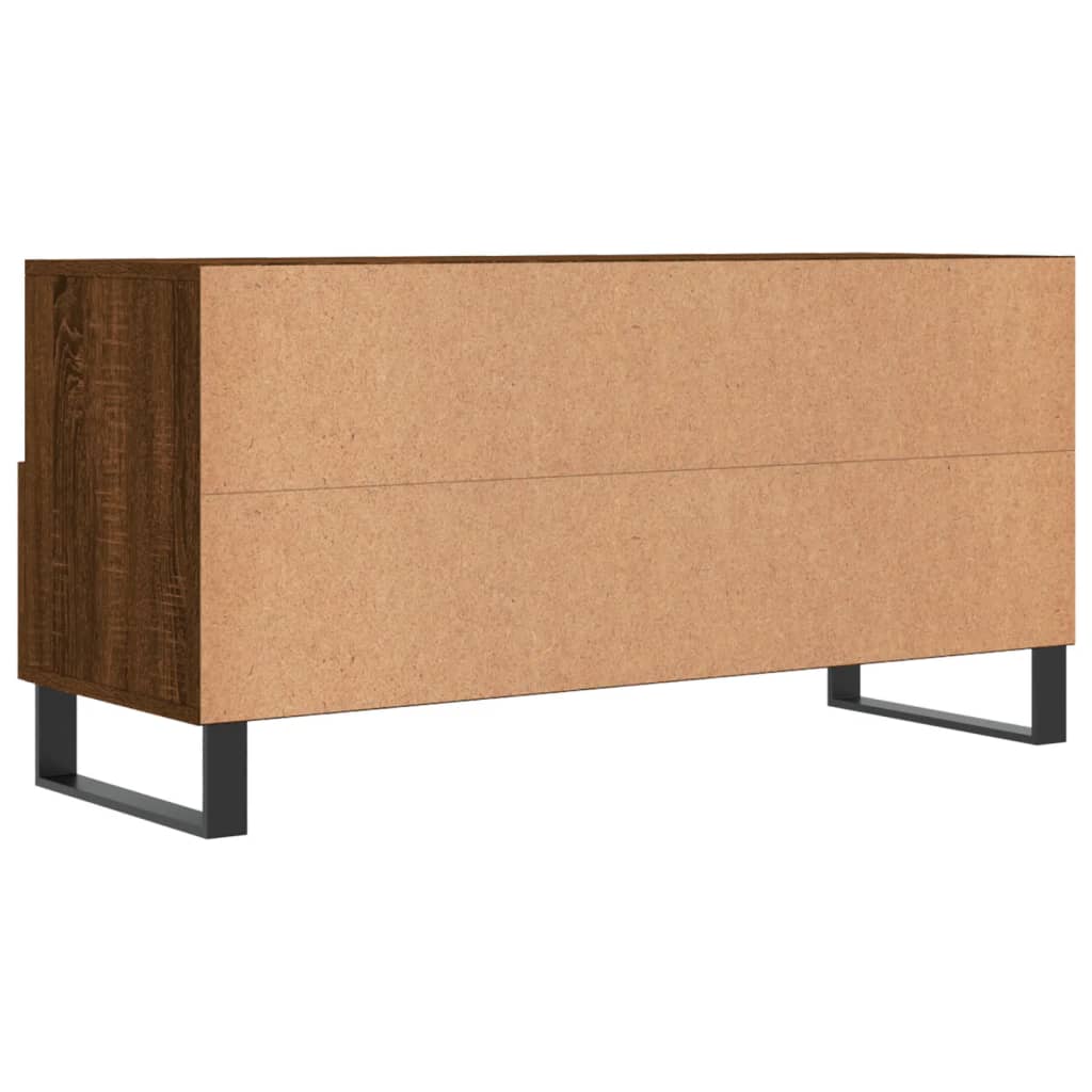 Meuble TV 102x36x50 cm ouvré en bois couleur chêne