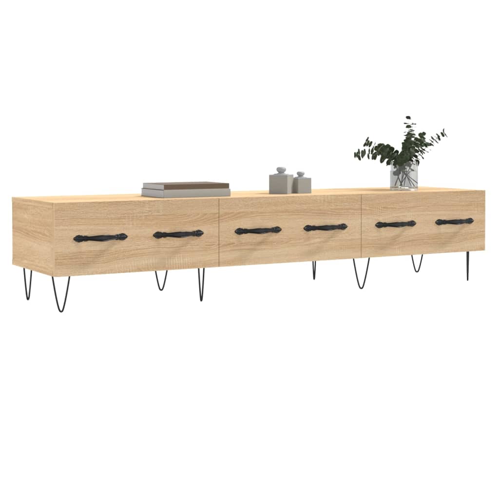 Meuble TV 150x36x30 cm ouvré en bois couleur chêne