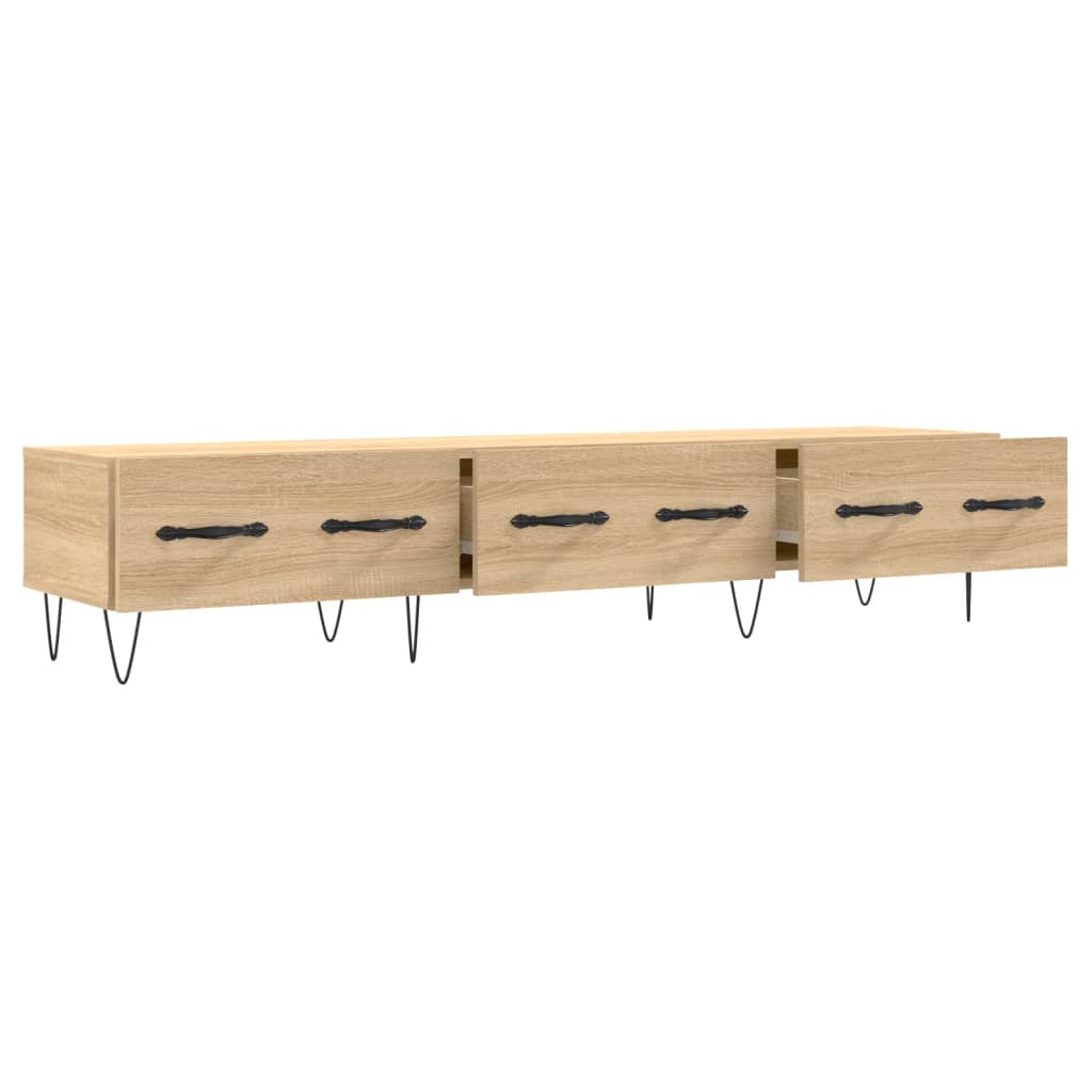 Meuble TV 150x36x30 cm ouvré en bois couleur chêne