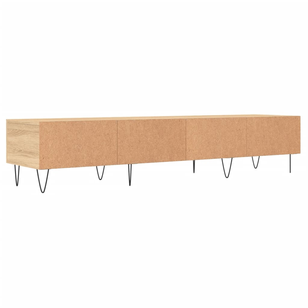 Meuble TV 150x36x30 cm ouvré en bois couleur chêne