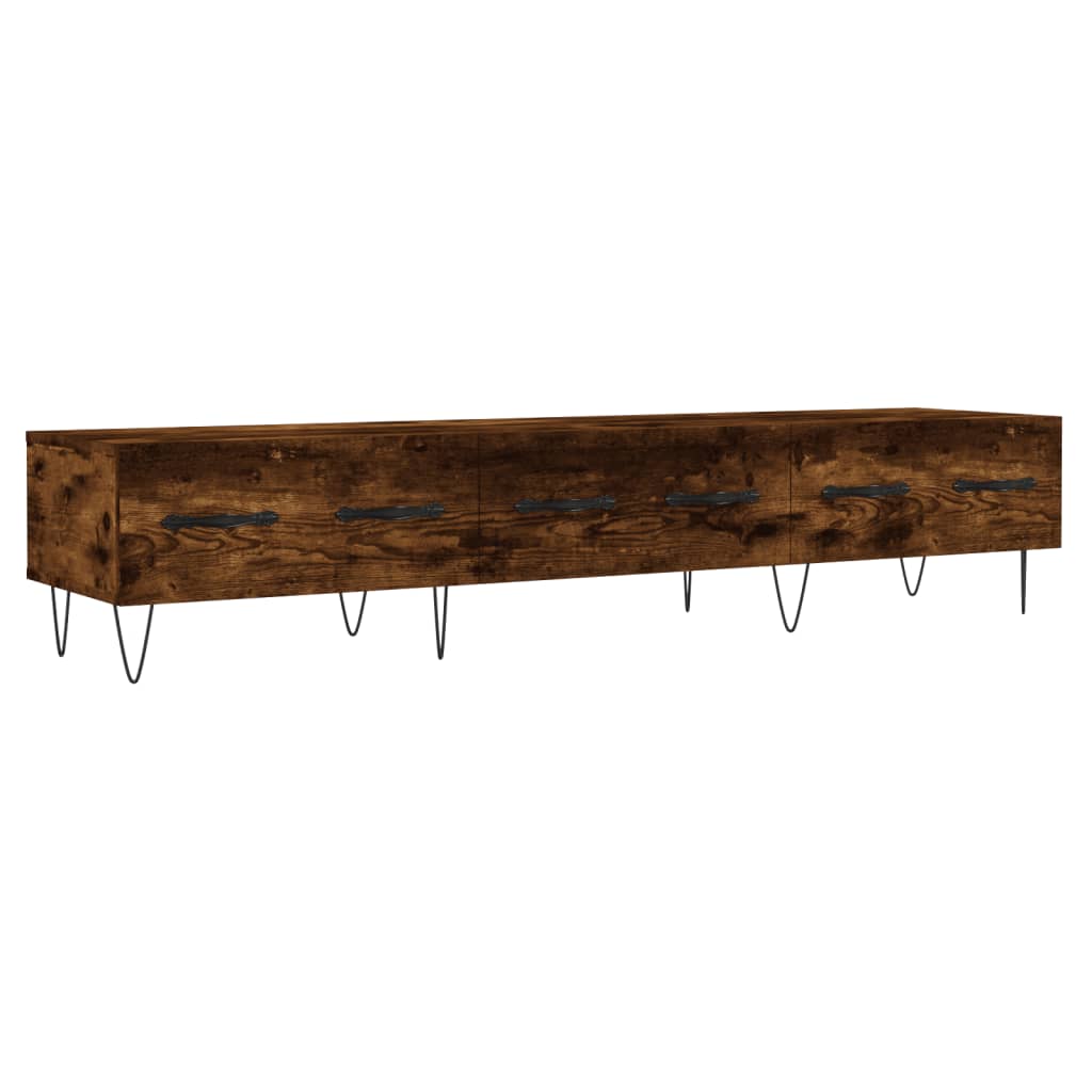 Meuble TV 150x36x30 cm ouvré en bois couleur chêne