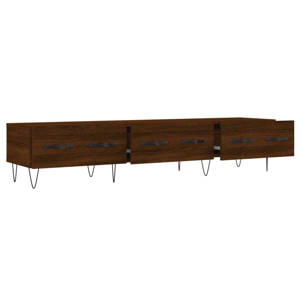 Meuble TV 150x36x30 cm ouvré en bois couleur chêne