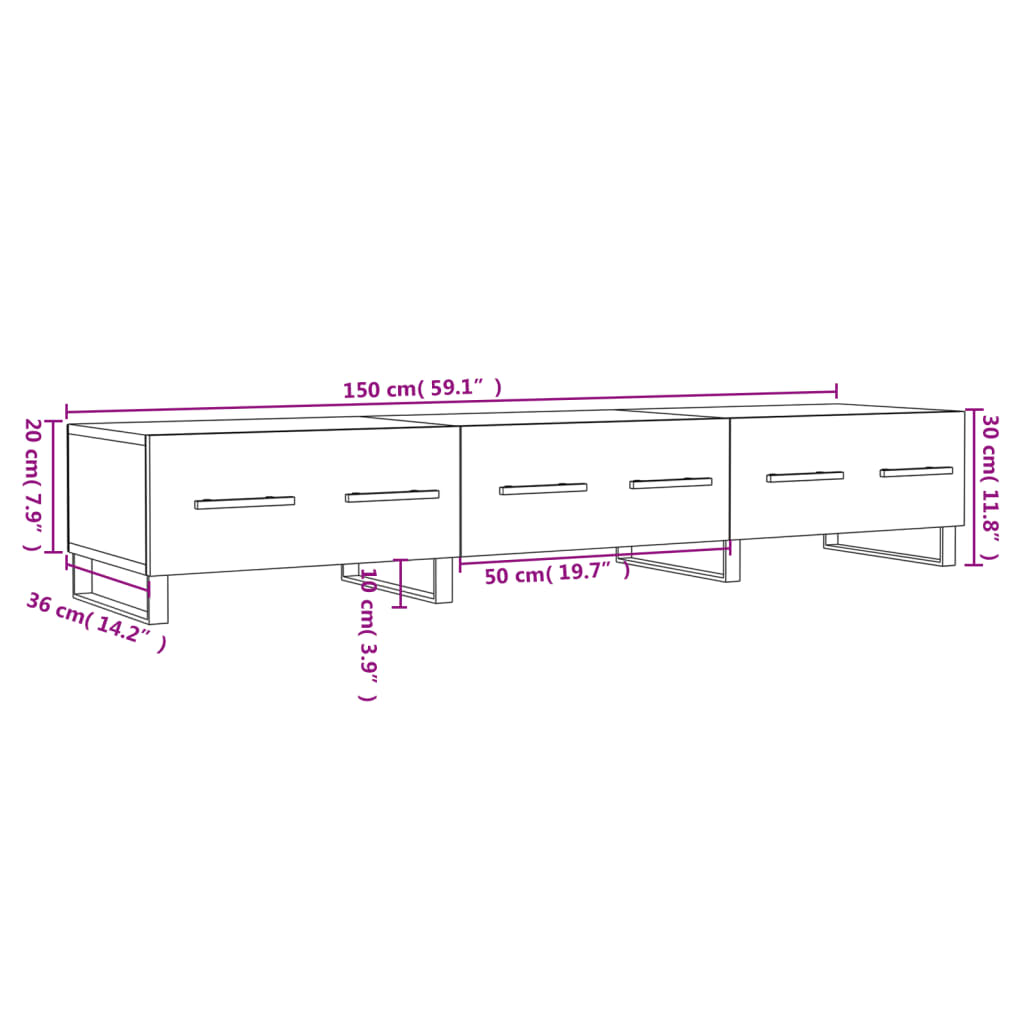 Tv-meubel 150x36x30 cm bewerkt hout eikenkleurig