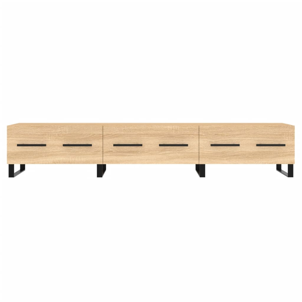 Meuble TV 150x36x30 cm ouvré en bois couleur chêne