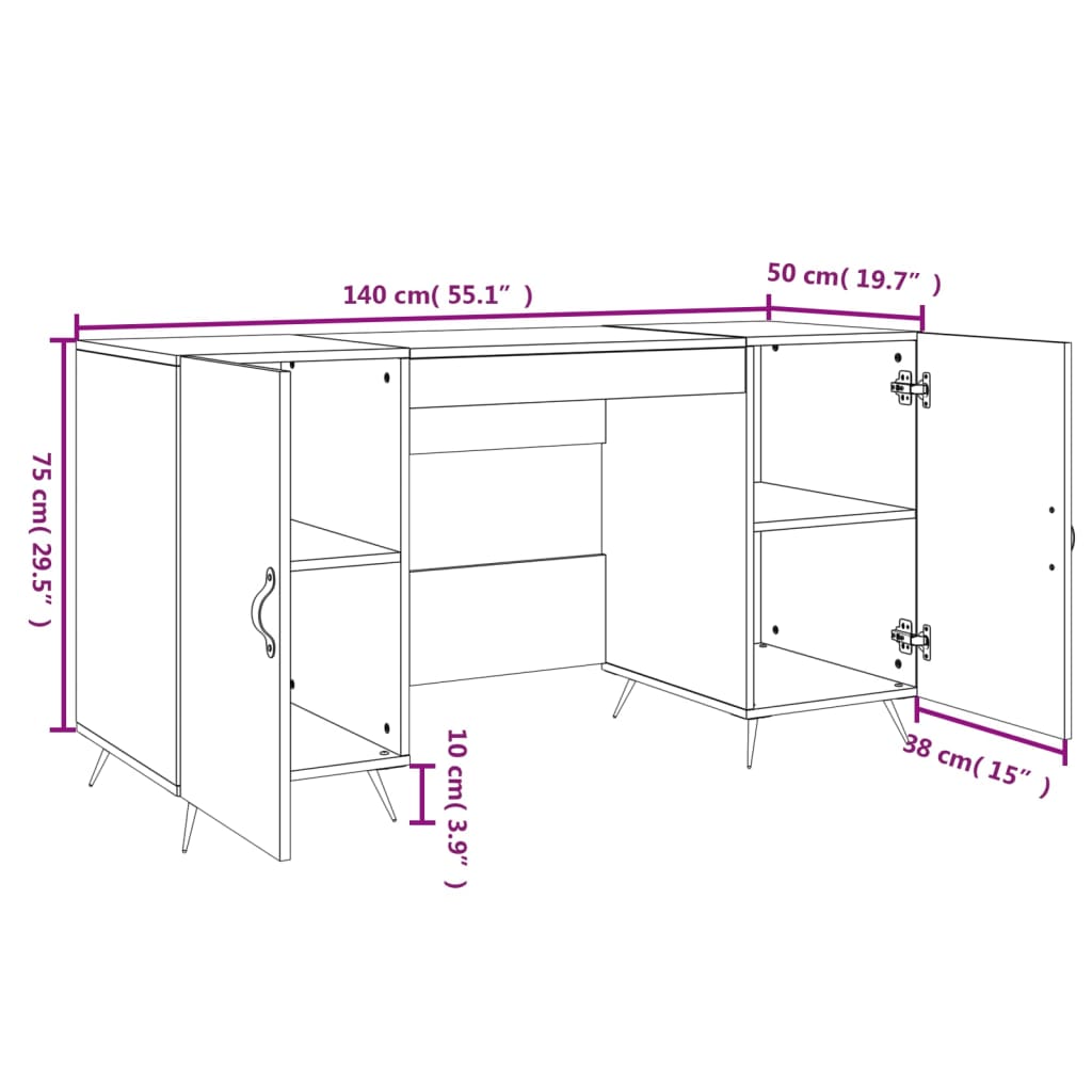 Bureau 140x50x75 cm bewerkt hout