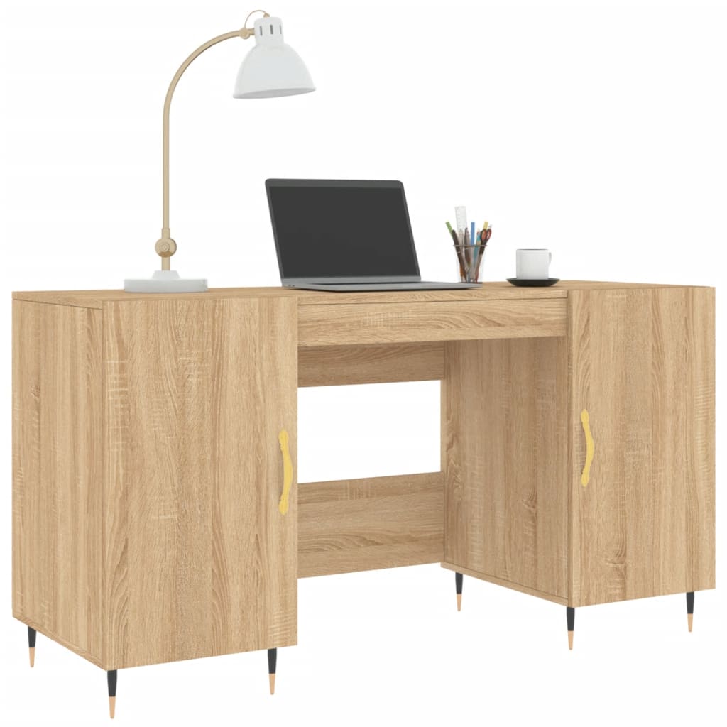 Bureau 140x50x75 cm en dérivé du bois coloris chêne