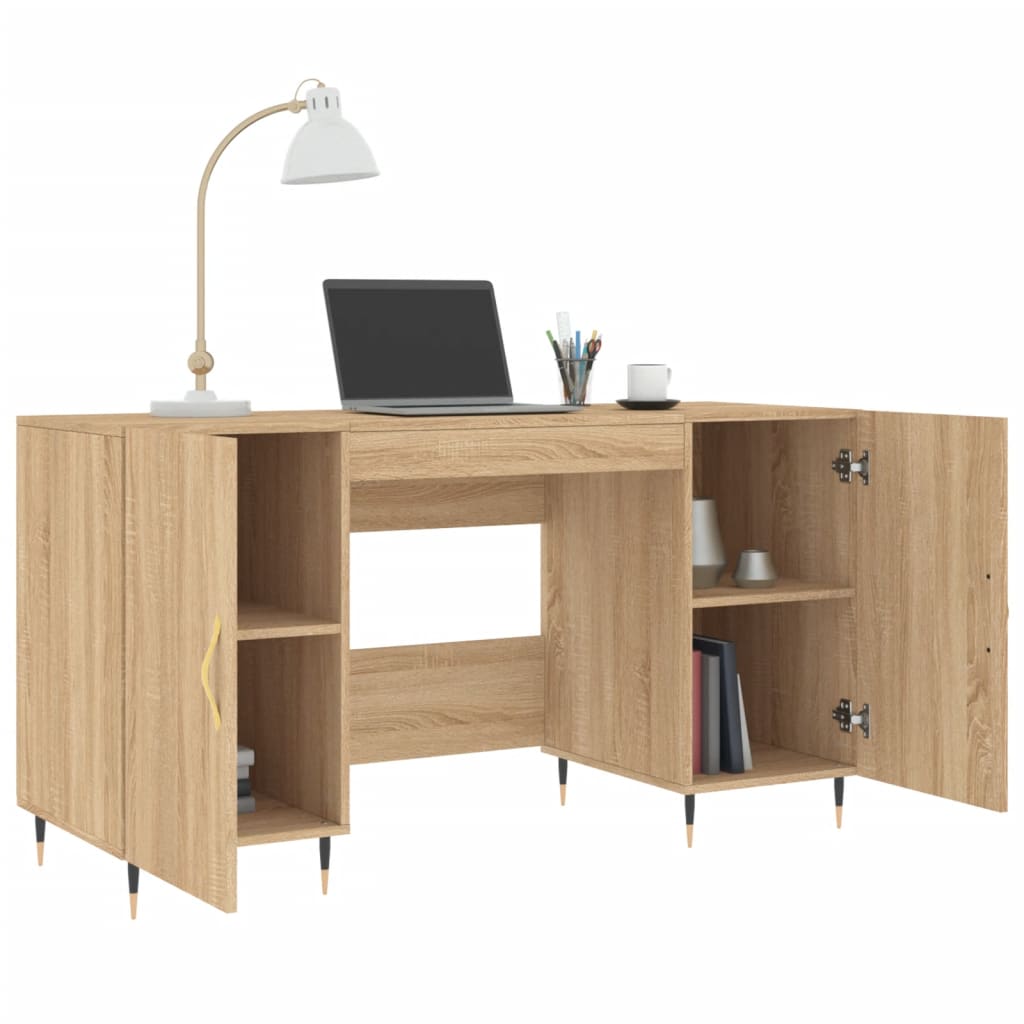 Bureau 140x50x75 cm en dérivé du bois coloris chêne