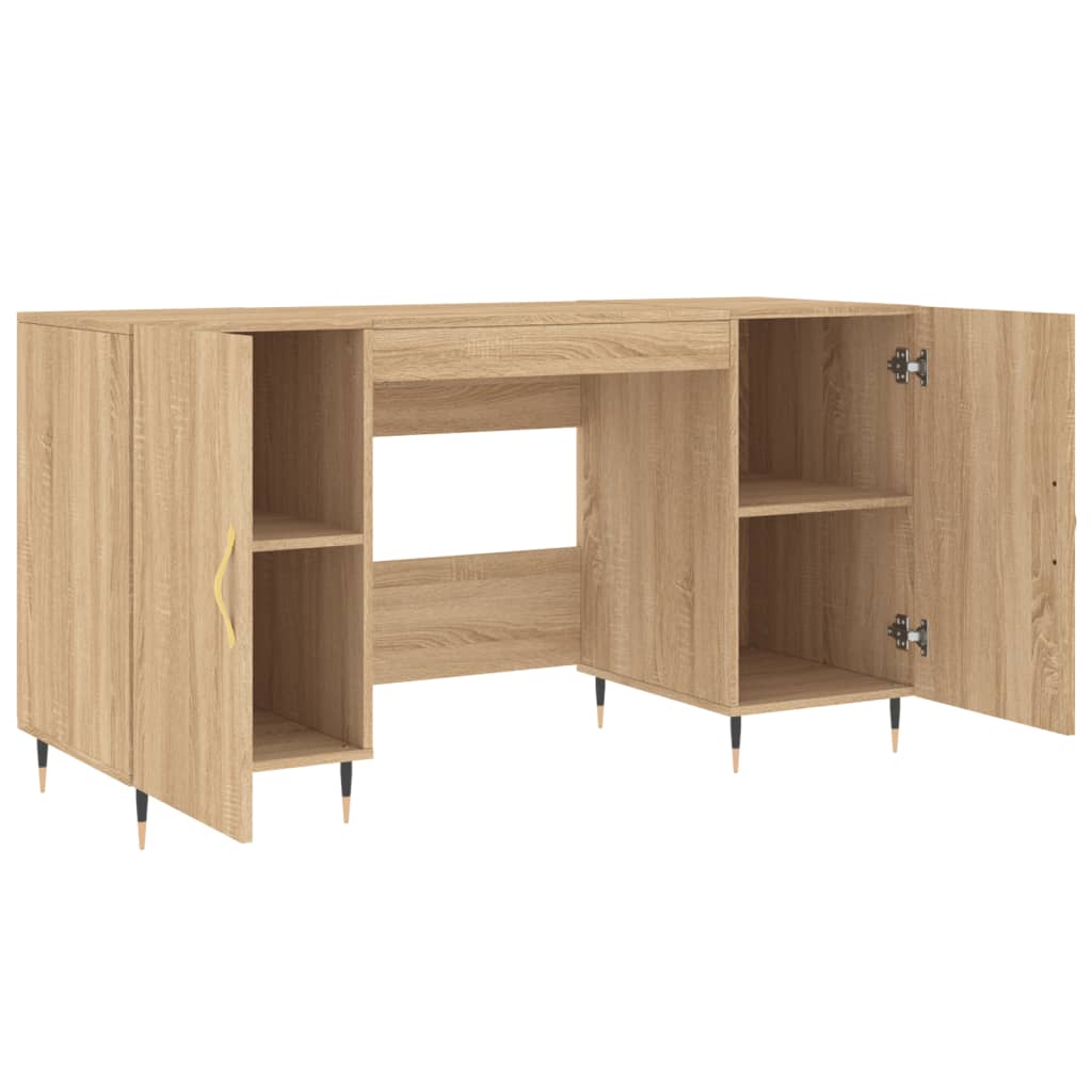 Bureau 140x50x75 cm en dérivé du bois coloris chêne