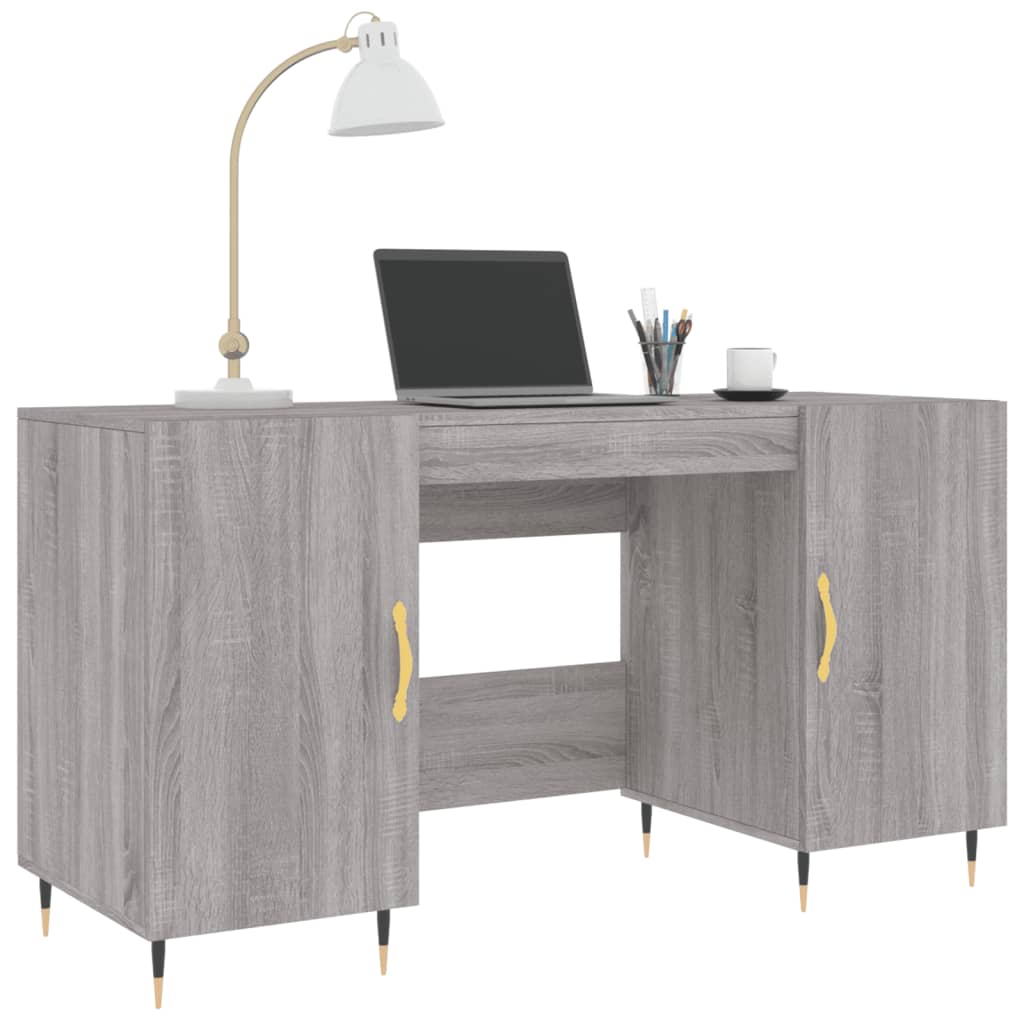 Bureau 140x50x75 cm en dérivé du bois coloris chêne