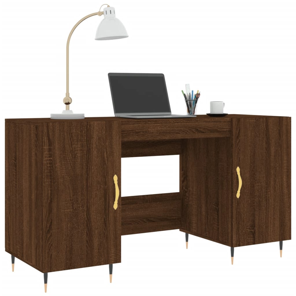 Bureau 140x50x75 cm en dérivé du bois coloris chêne