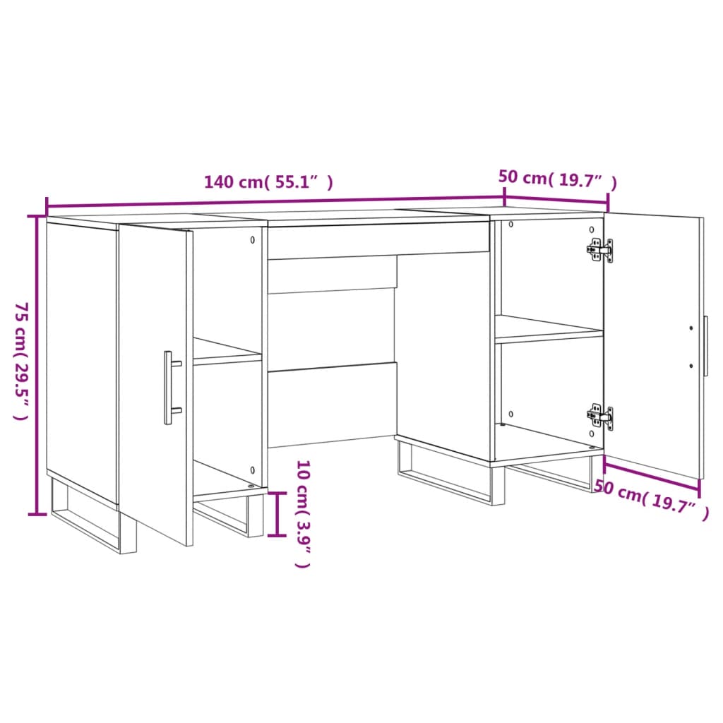 Bureau 140x50x75 cm bewerkt hout