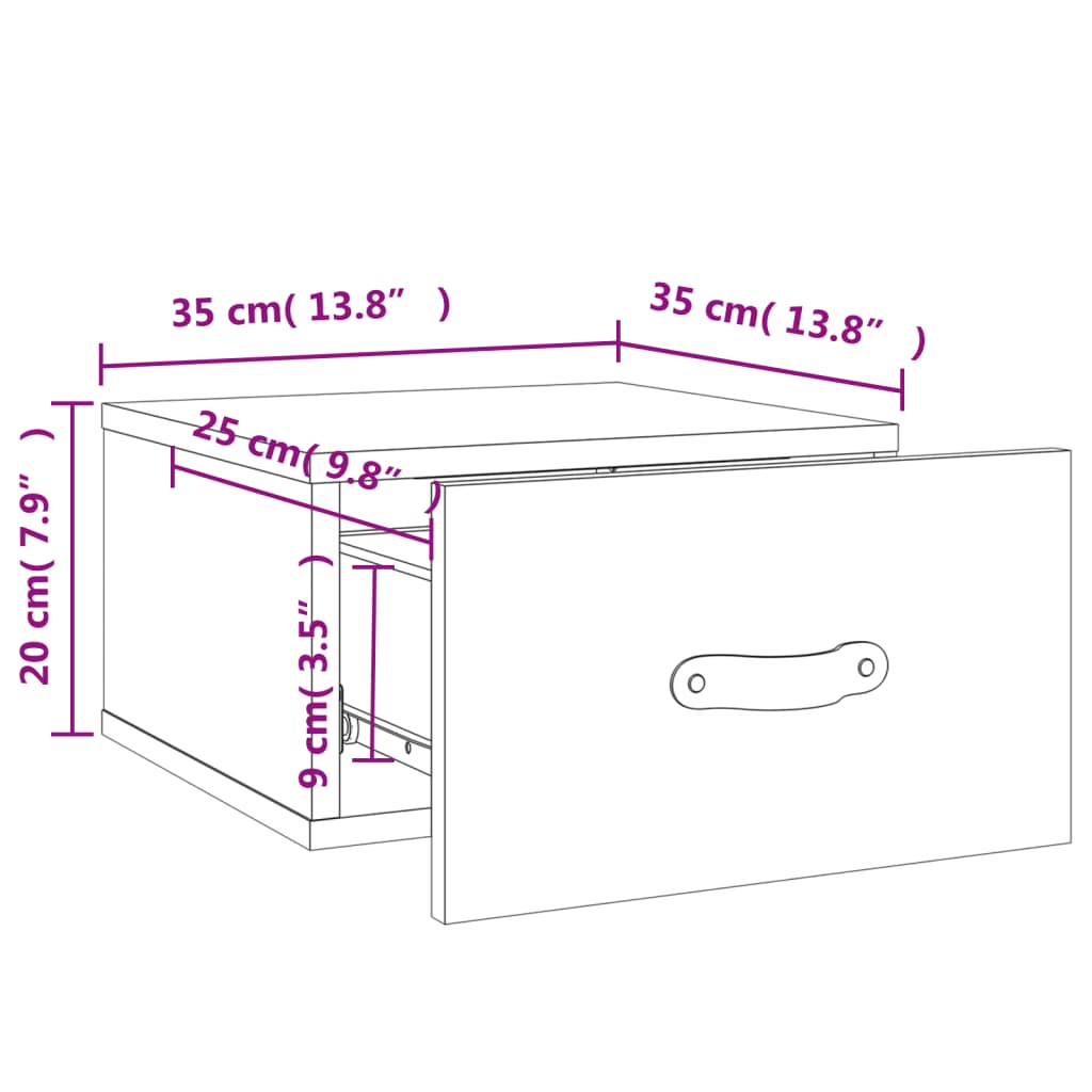 Tables de chevet 2 pcs murales 35x35x20 cm