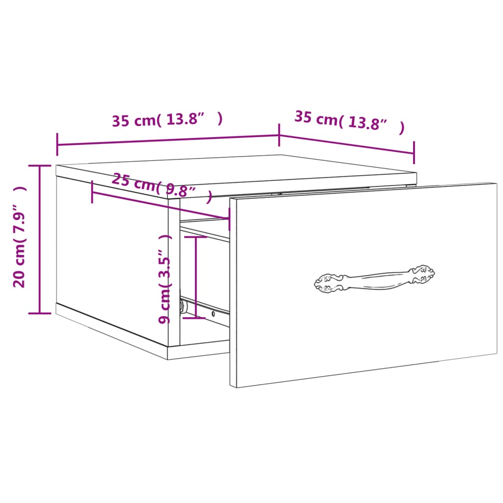 Tables de chevet 2 pcs murales 35x35x20 cm