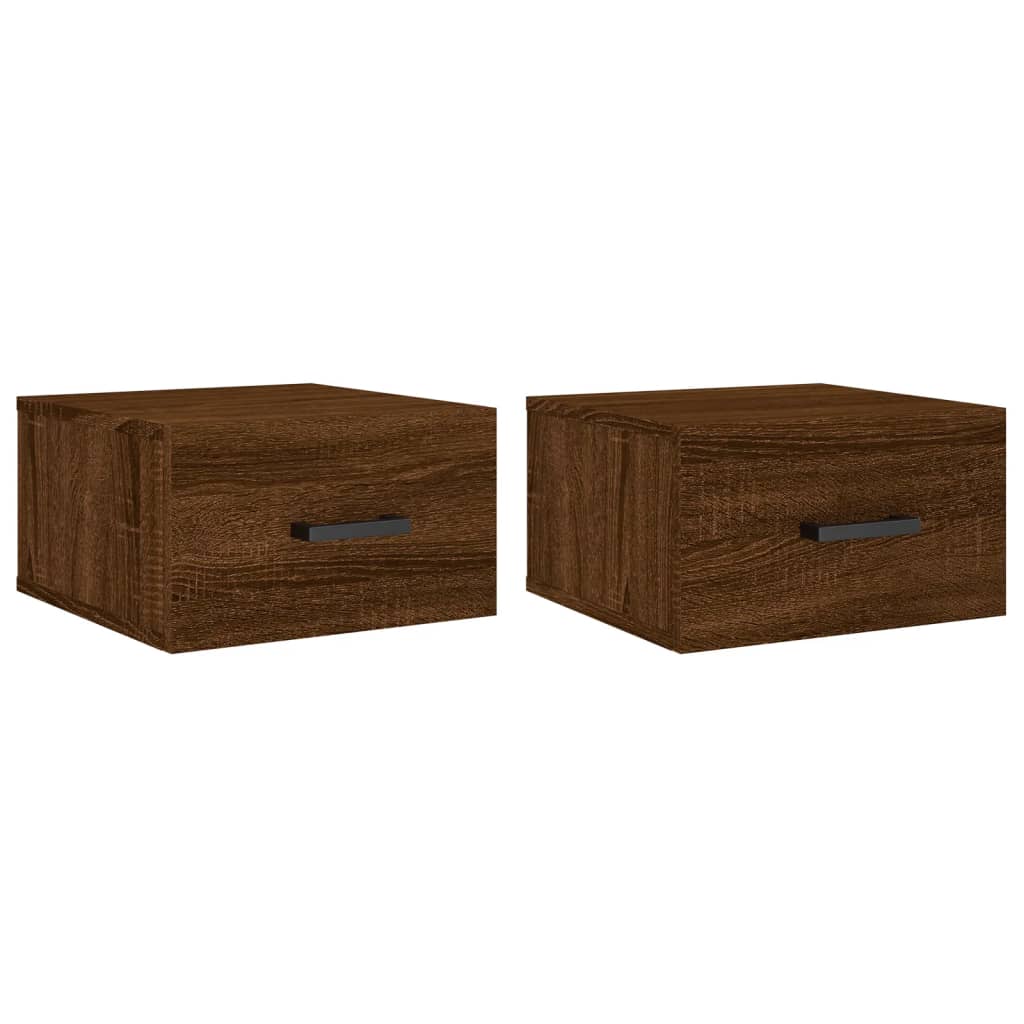 Tables de chevet 2 pcs murales 35x35x20 cm couleur chêne marron