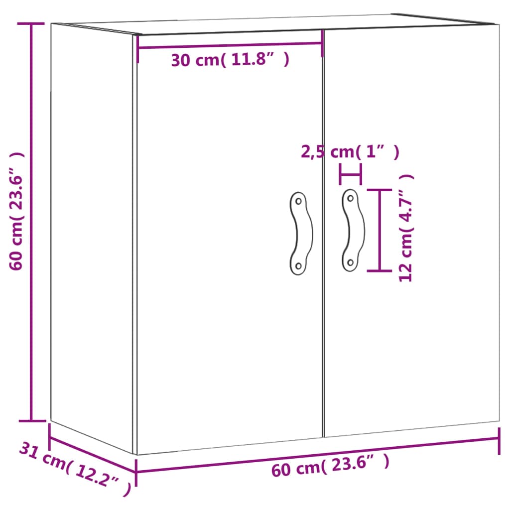 Wandkast 60x31x60 cm bewerkt hout