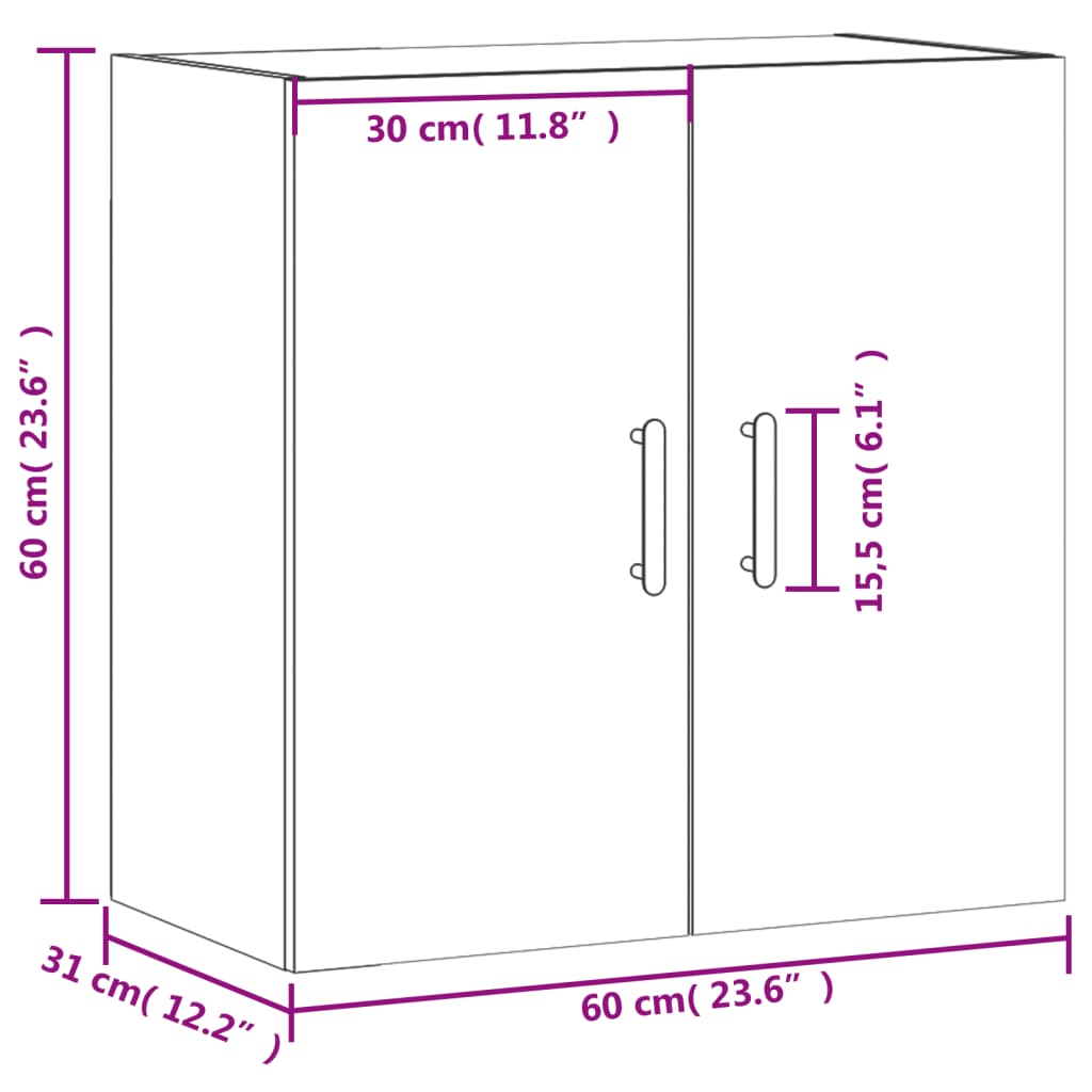 Wandkast 60x31x60 cm bewerkt hout gerookt eikenkleurig