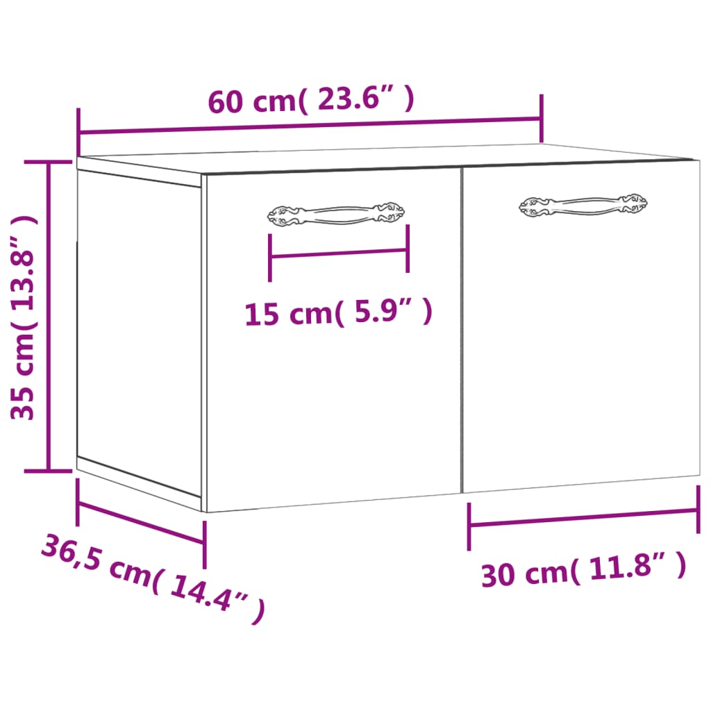 Wandkast 100x36,5x35 cm bewerkt hout sonoma eikenkleurig