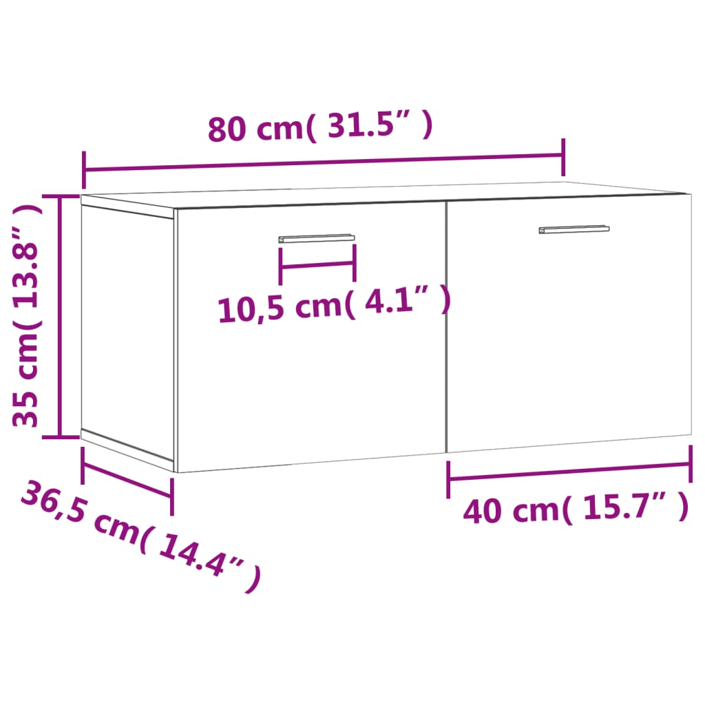 Wandkast 60x36,5x35 cm bewerkt hout hoogglans wit