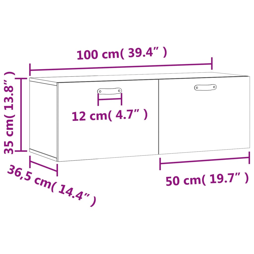 Wandkast 80x36,5x35 cm bewerkt hout wit