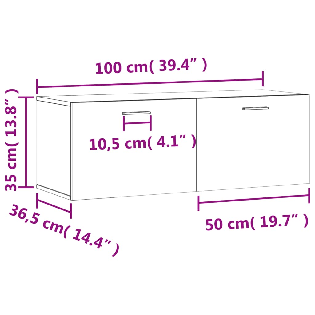 Wandkast 60x36,5x35 cm bewerkt hout hoogglans wit