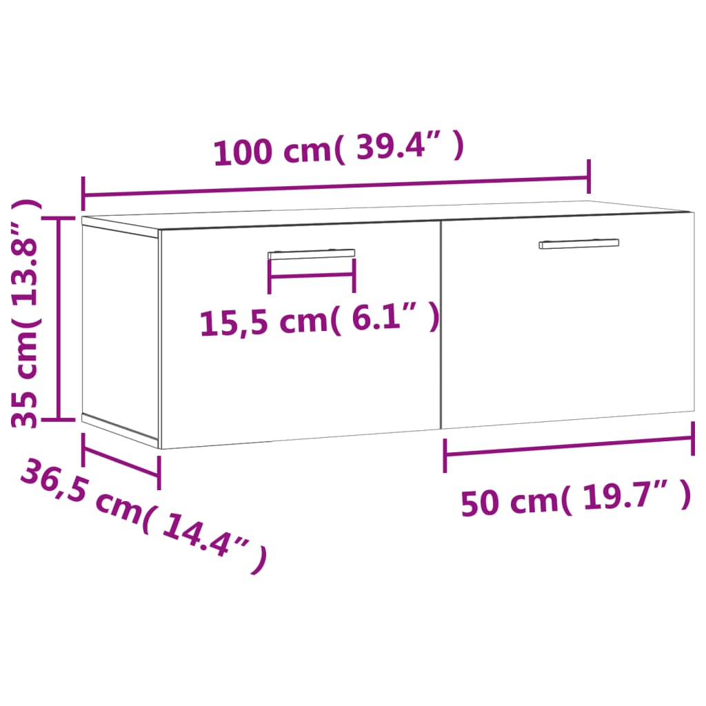 Wandkast 60x36,5x35 cm bewerkt hout betongrijs