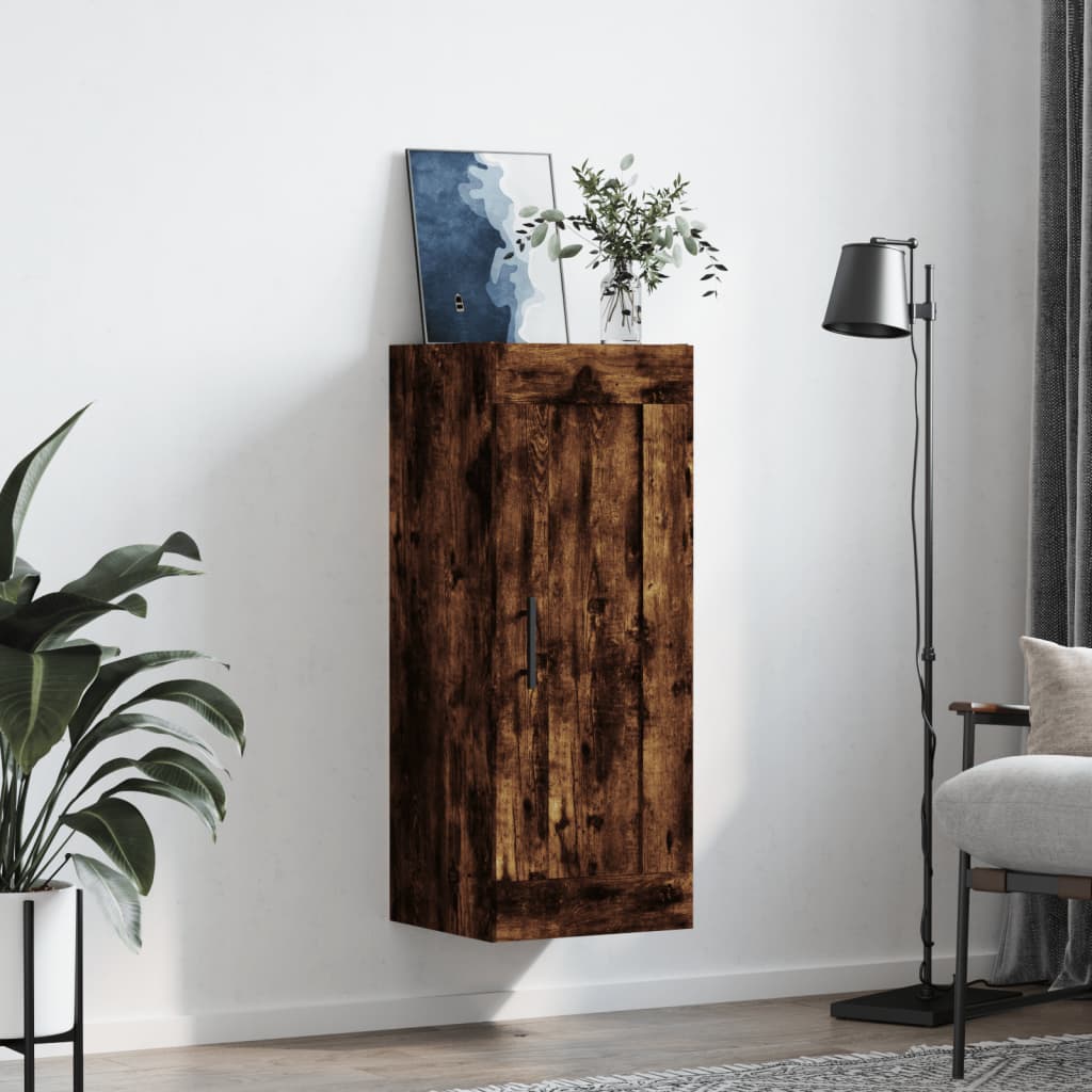 Wandkast 34,5x34x90 cm bewerkt hout eikenkleurig