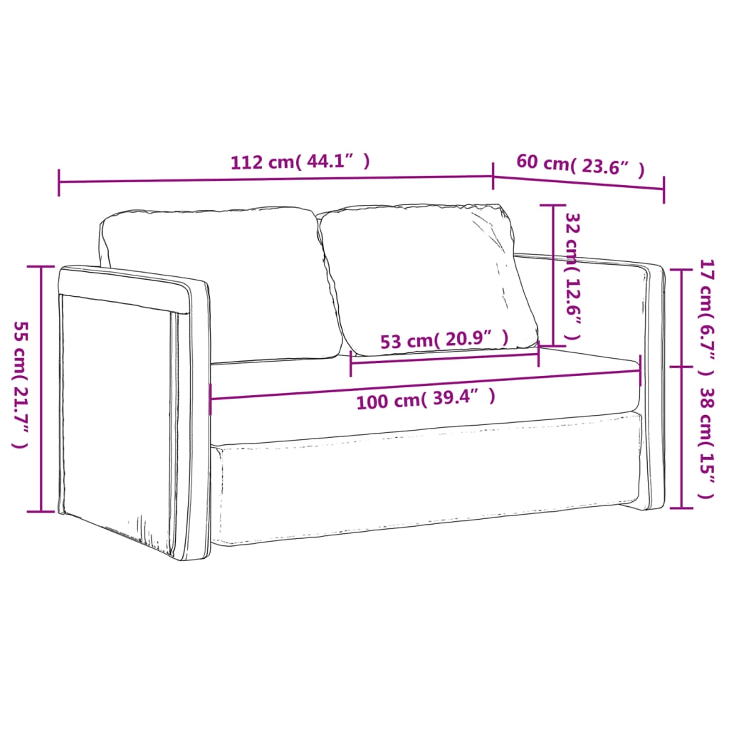 Slaapbank vloermodel 2-in-1 112x174x55 cm stof blauw