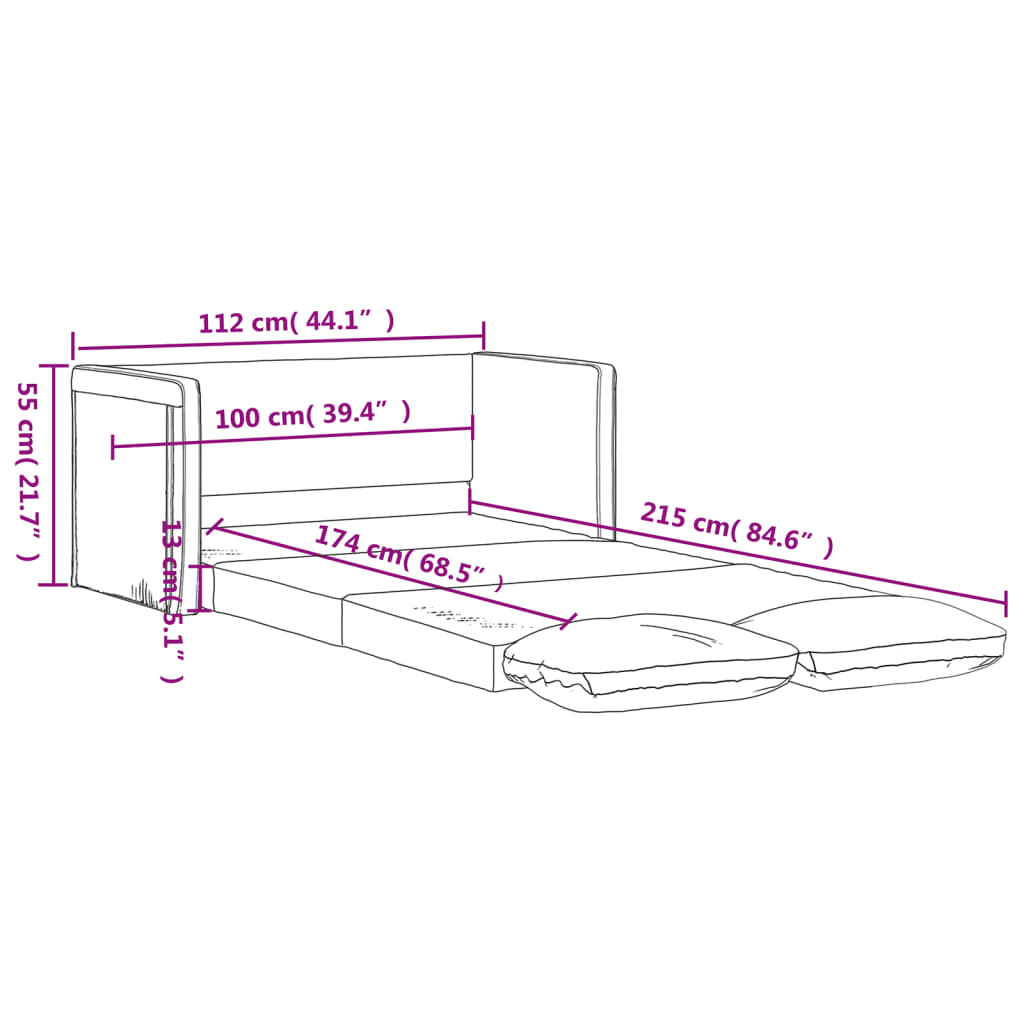 Slaapbank vloermodel 2-in-1 112x174x55 cm stof blauw