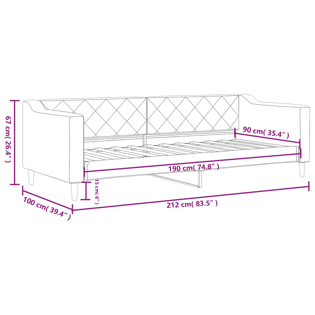 Slaapbank met matras 80x200 cm stof