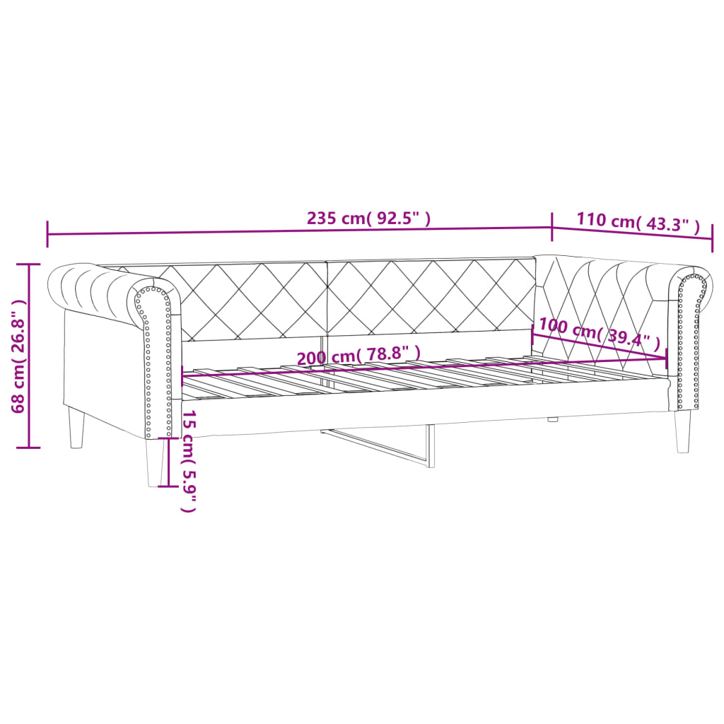 Slaapbank onderschuifbed en matrassen 90x200 cm kunstleer