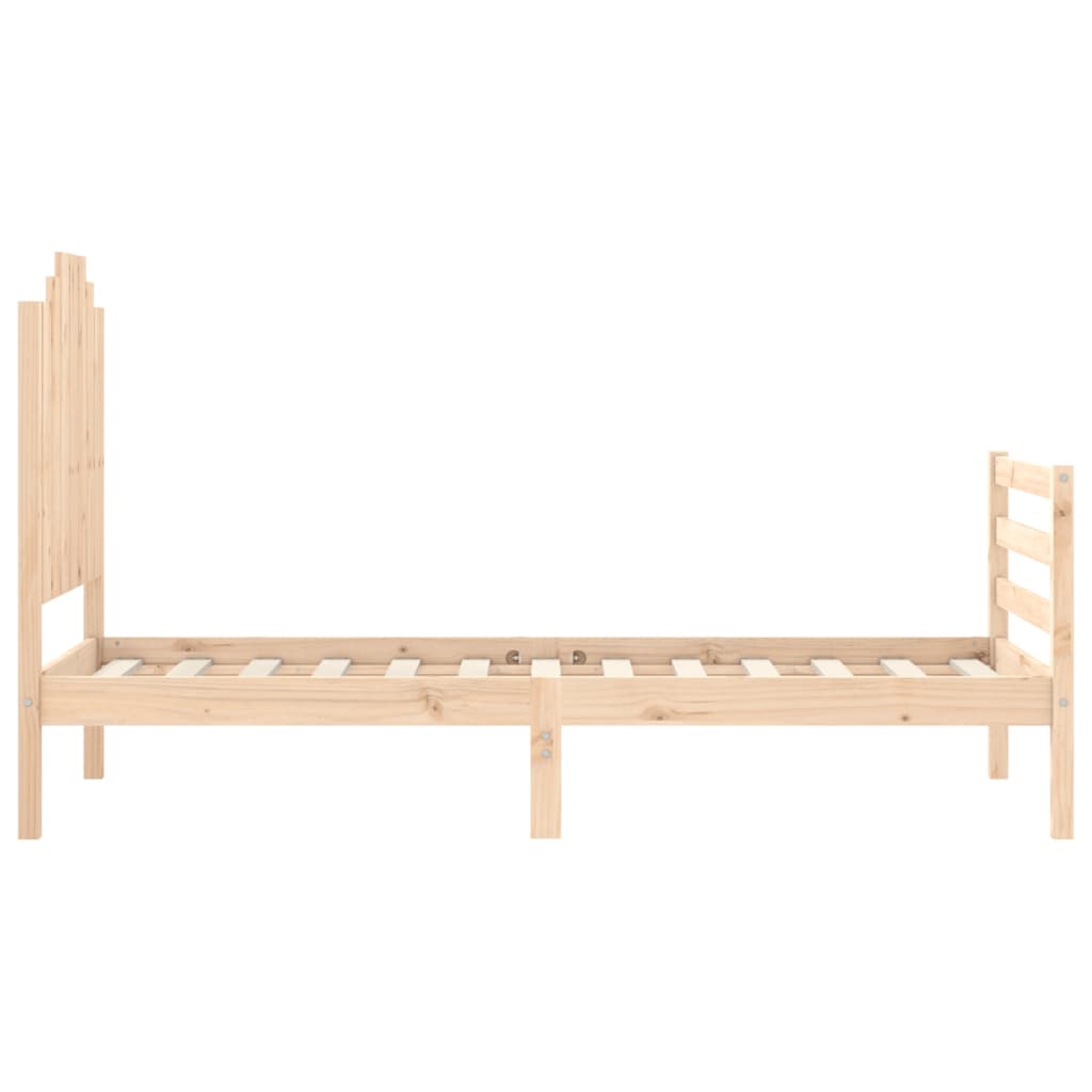 Bedframe met hoofdbord massief hout wit 100x200 cm