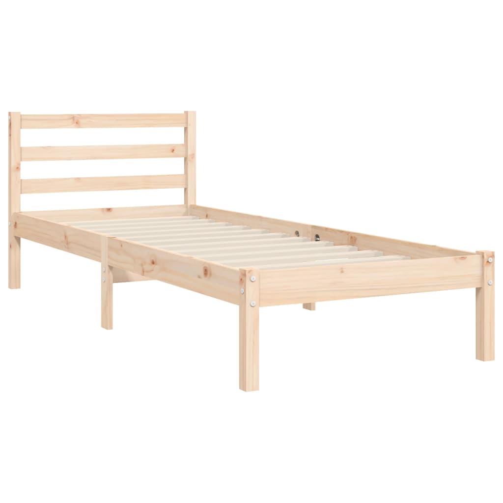 Bedframe met hoofdbord massief hout wit 100x200 cm