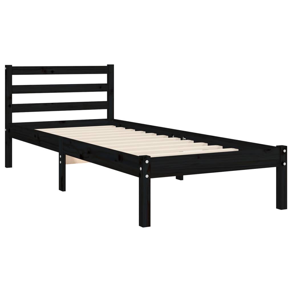 Bedframe met hoofdbord massief hout wit 100x200 cm