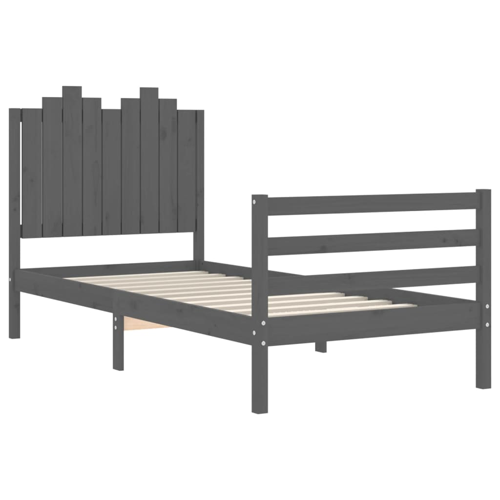 Bedframe met hoofdbord massief hout wit 100x200 cm