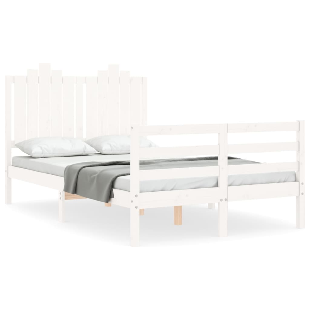 Bedframe met hoofdbord massief hout wit 100x200 cm