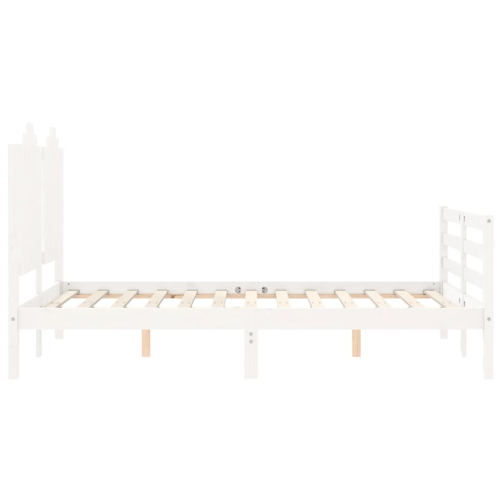 Bedframe met hoofdbord massief hout wit 100x200 cm