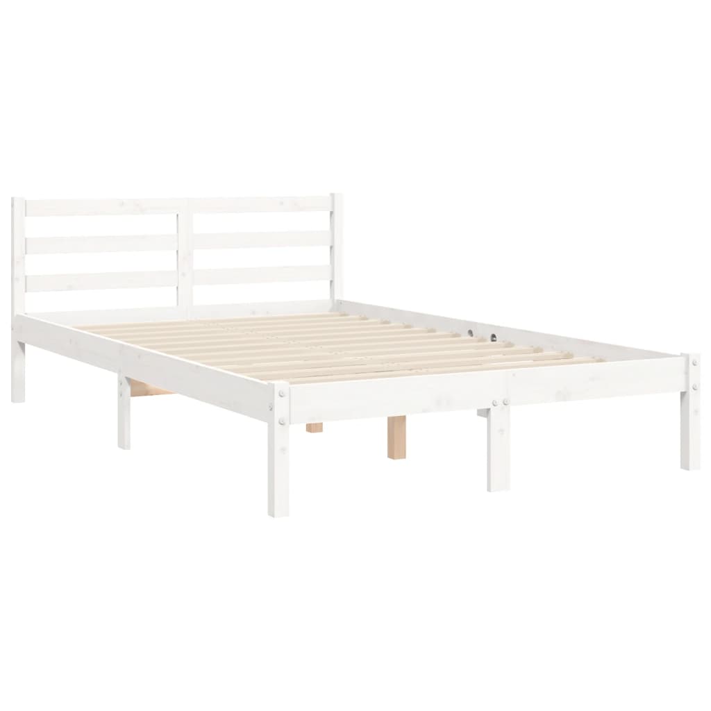 Bedframe met hoofdbord massief hout wit 100x200 cm