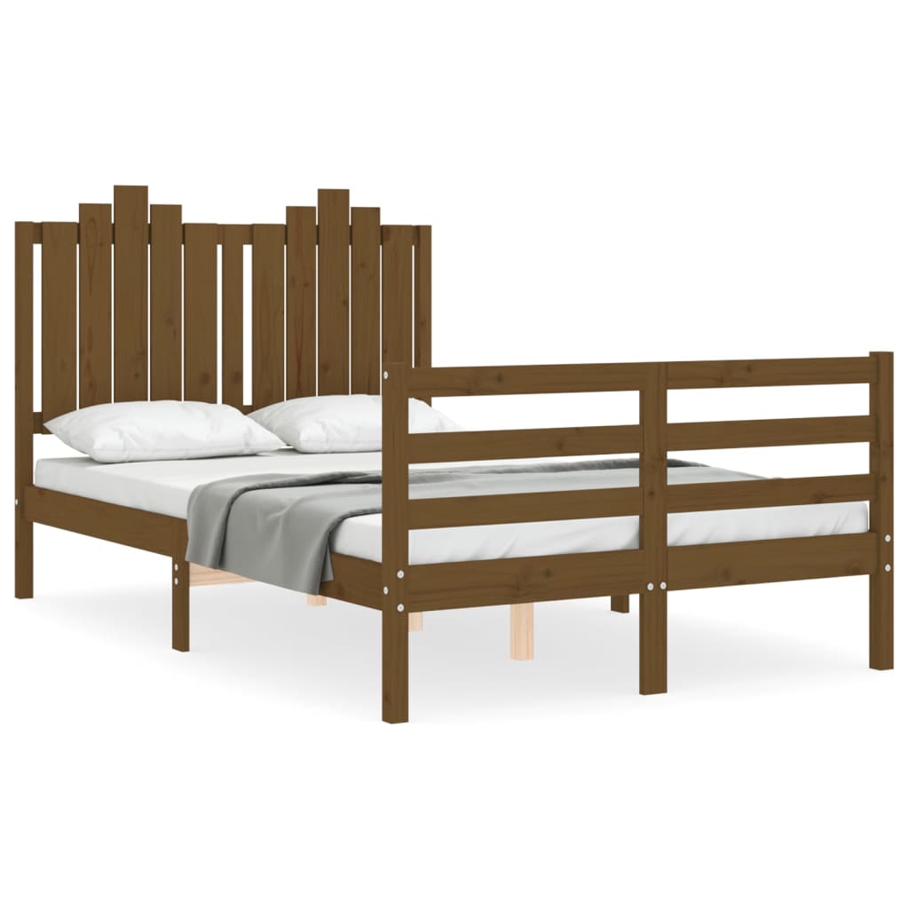 Bedframe met hoofdbord massief hout wit 100x200 cm