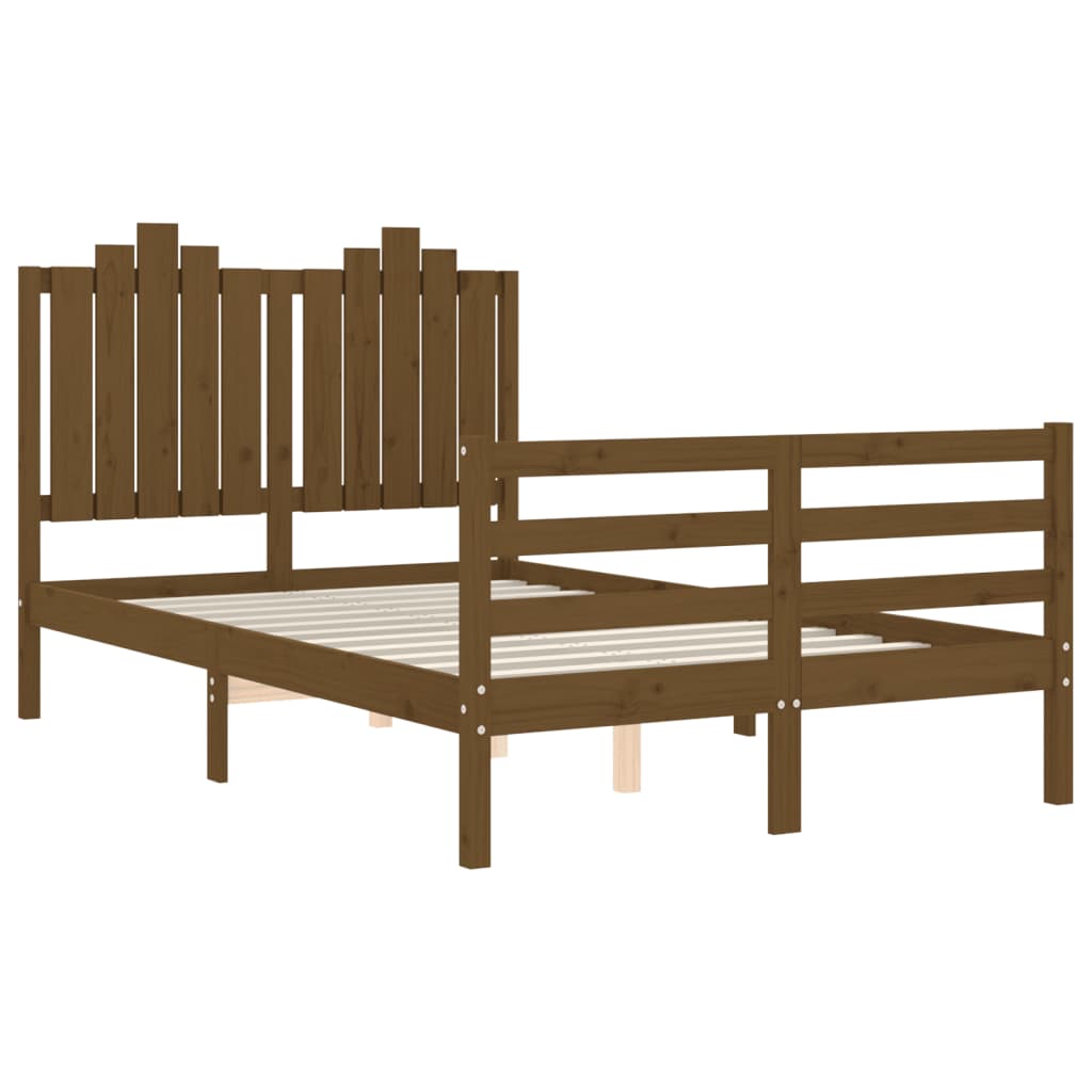 Bedframe met hoofdbord massief hout wit 100x200 cm