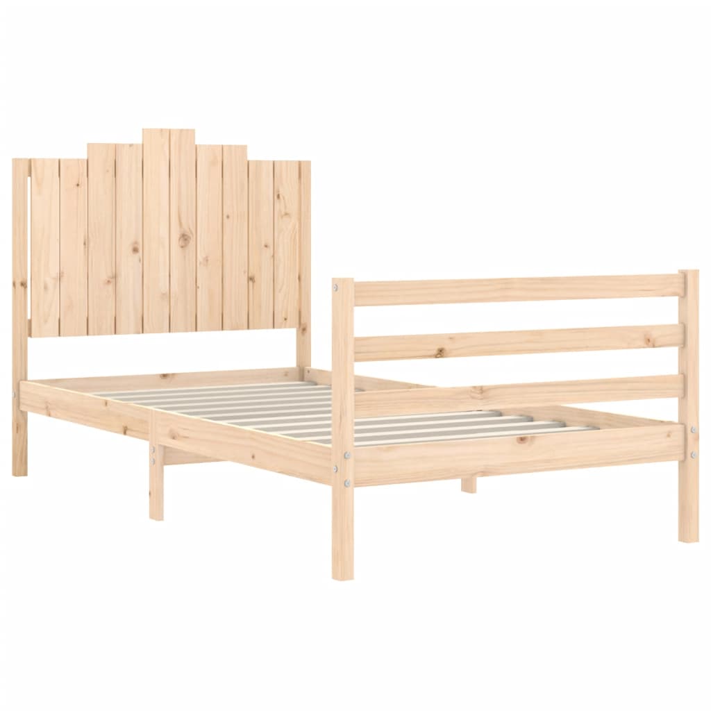 Bedframe met hoofdbord massief hout wit 100x200 cm