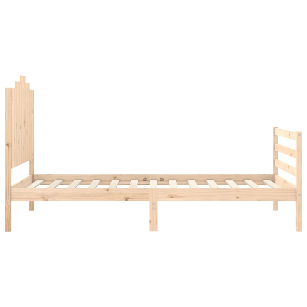 Bedframe met hoofdbord massief hout wit 100x200 cm