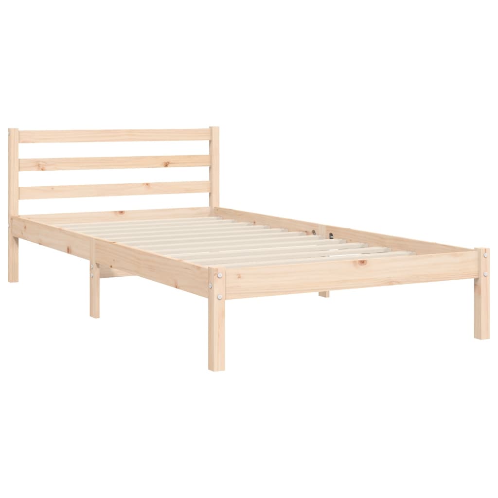 Bedframe met hoofdbord massief hout wit 100x200 cm