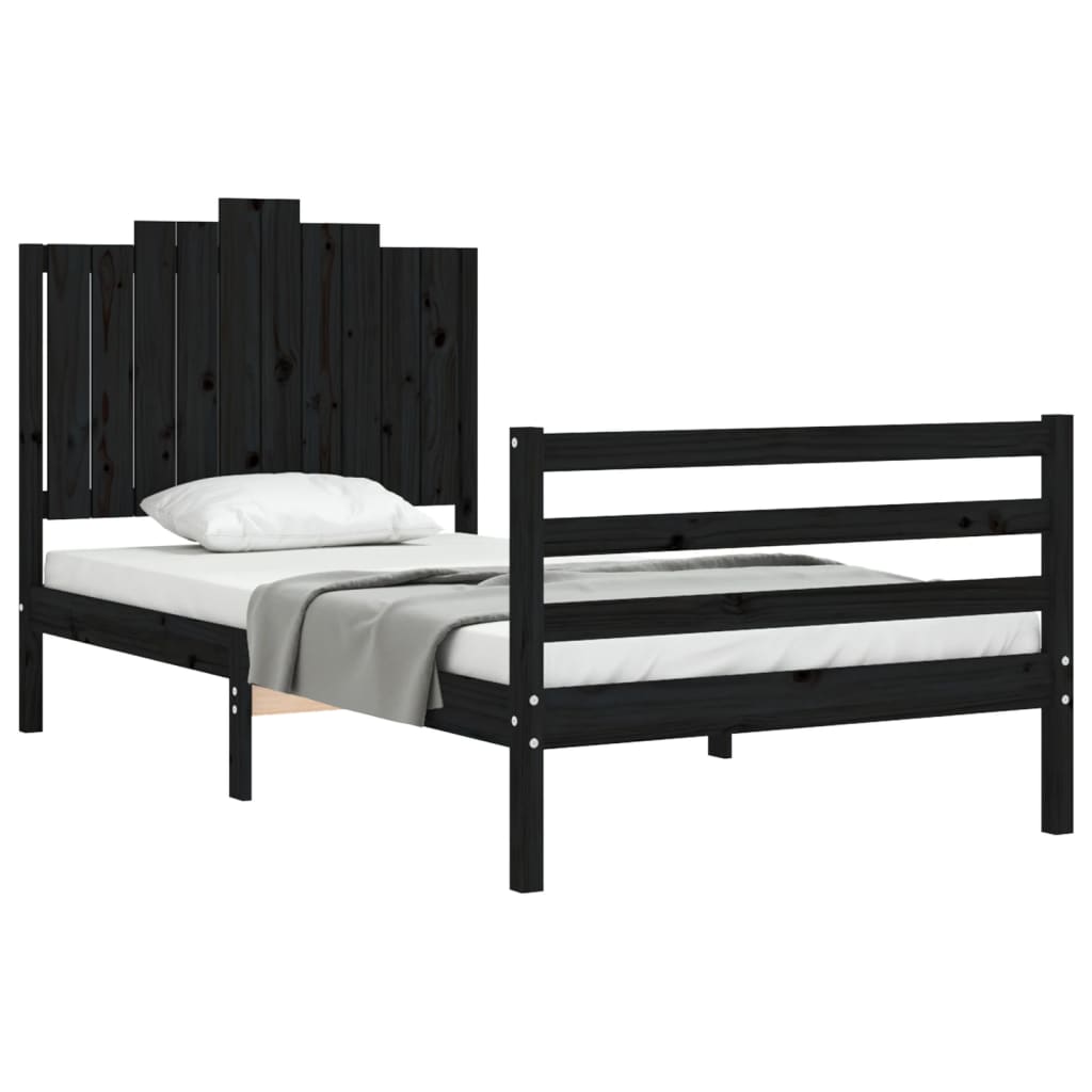 Bedframe met hoofdbord massief hout wit 100x200 cm