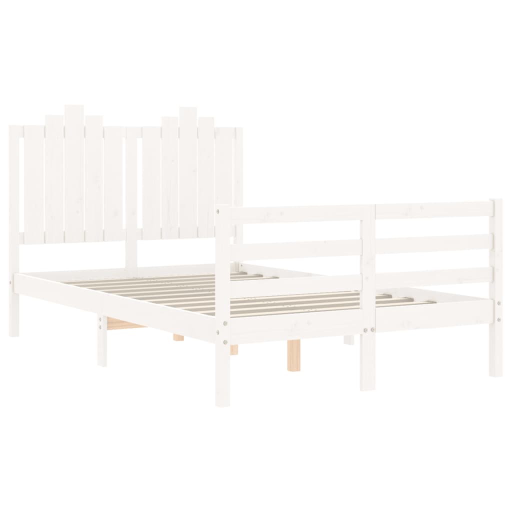 Bedframe met hoofdbord massief hout wit 100x200 cm