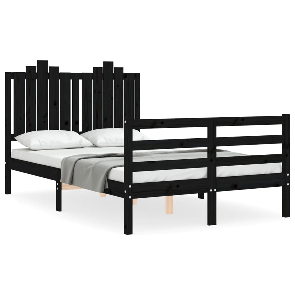 Bedframe met hoofdbord massief hout wit 100x200 cm