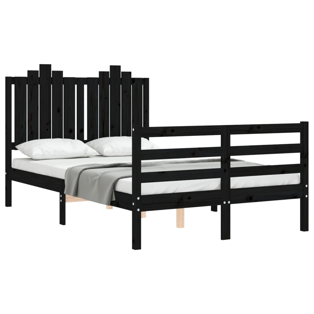 Bedframe met hoofdbord massief hout wit 100x200 cm