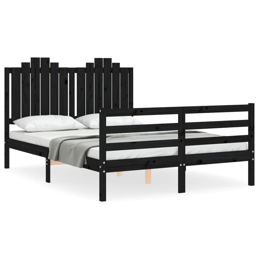 Bedframe met hoofdbord massief hout wit 100x200 cm