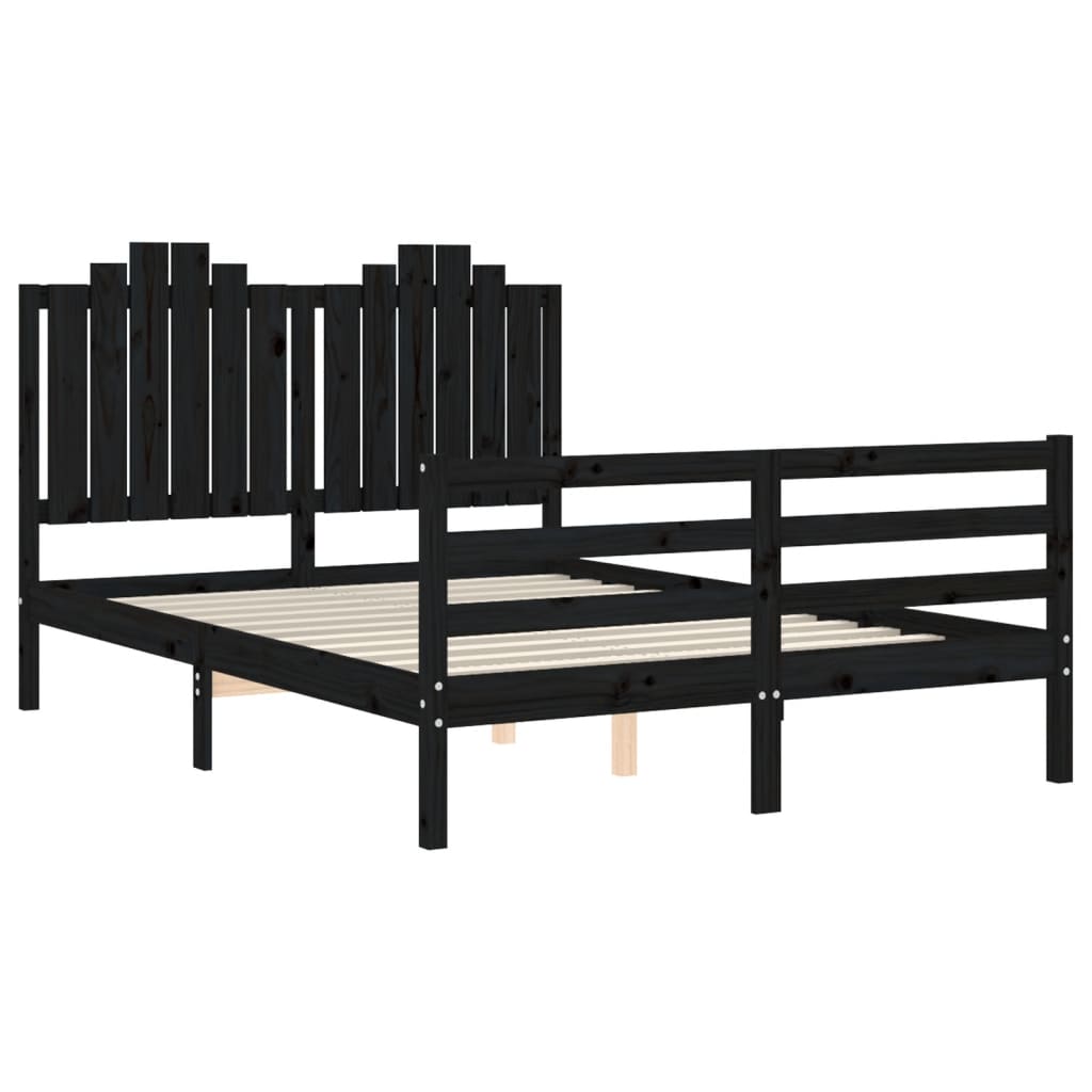 Bedframe met hoofdbord massief hout wit 100x200 cm