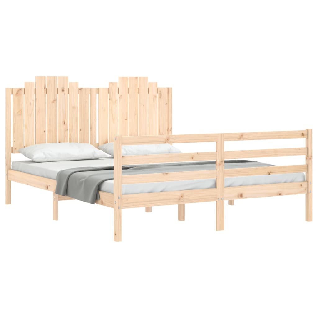 Bedframe met hoofdbord massief hout wit 100x200 cm