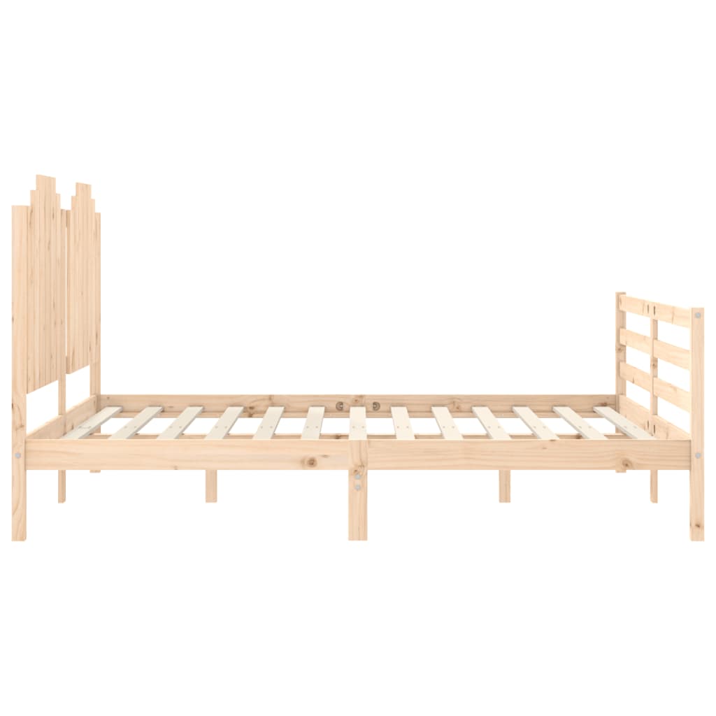 Bedframe met hoofdbord massief hout wit 100x200 cm